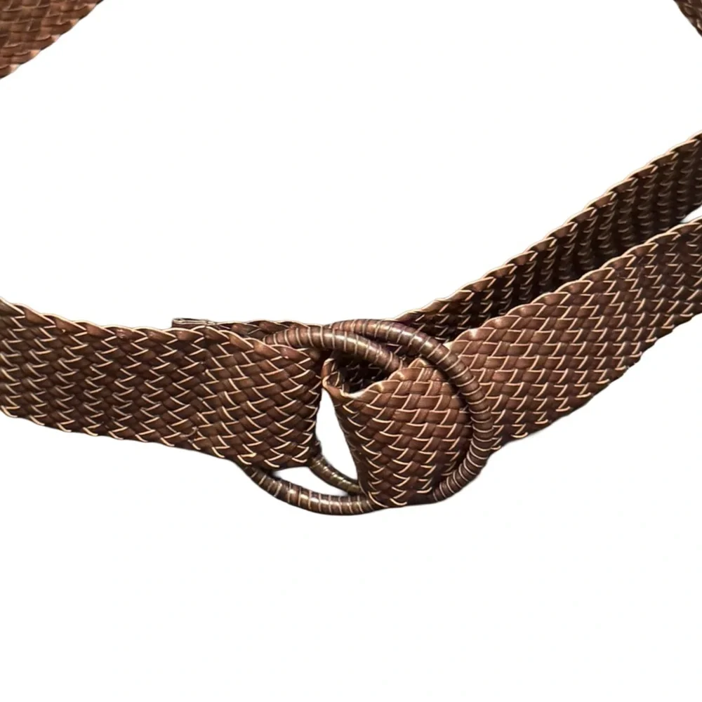 Vintage Woven Belt | Y2K Brown Braided O-Ring Style